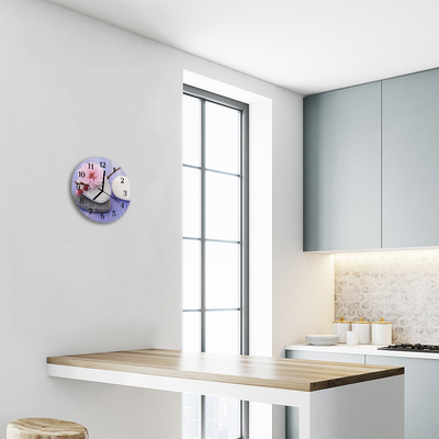 Glass Kitchen Clock Stones stones white