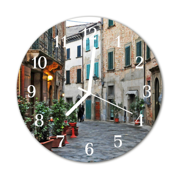 Glass Kitchen Clock Alley Architecture Multi-Coloured