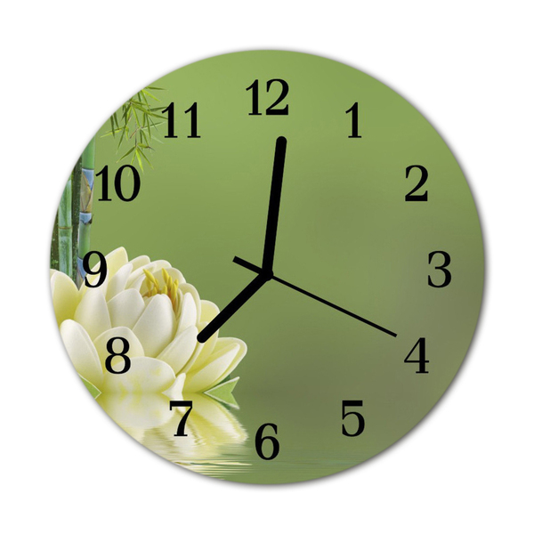 Glass Kitchen Clock Lily lily green