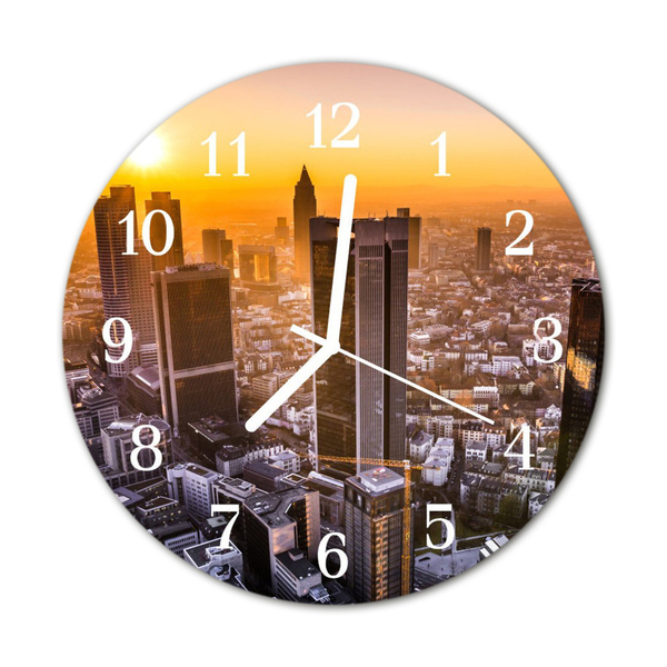 Glass Kitchen Clock Sunset Nature Orange