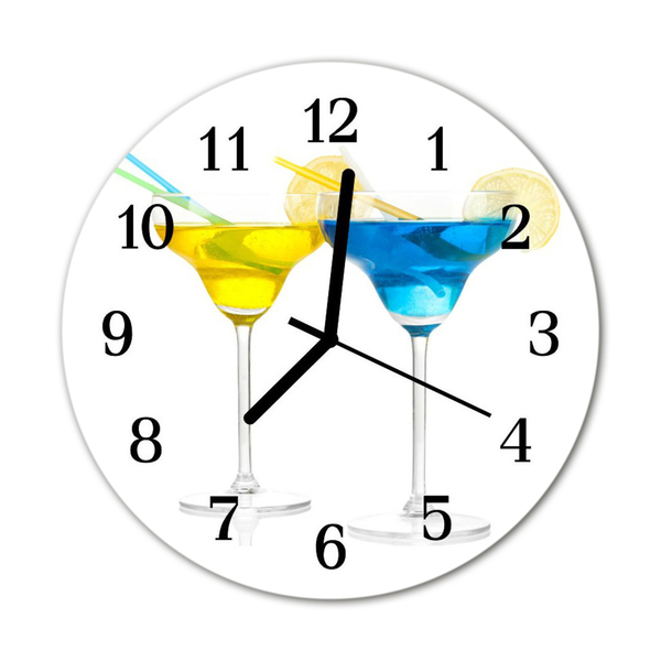 Glass Kitchen Clock Cocktail food and drinks multi-coloured