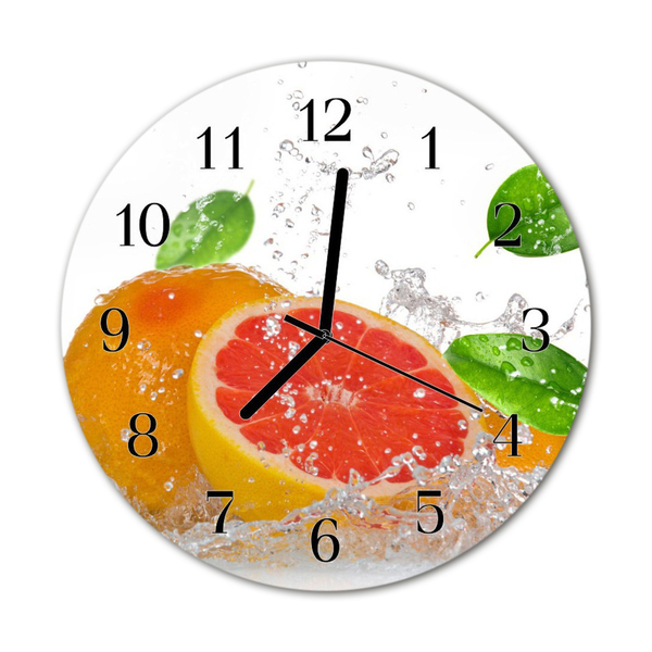 Glass Wall Clock Grapefruit grapefruit orange