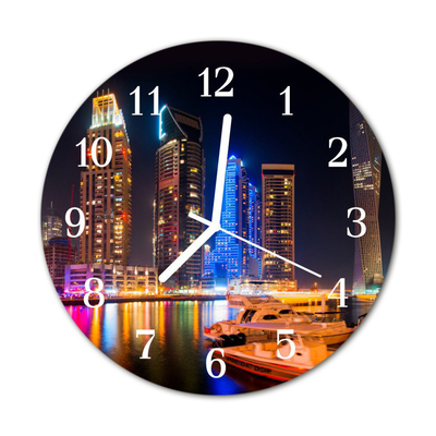 Glass Wall Clock Skyline Beverages Multi-Coloured