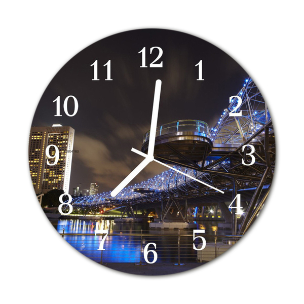 Glass Wall Clock Night Night Blue