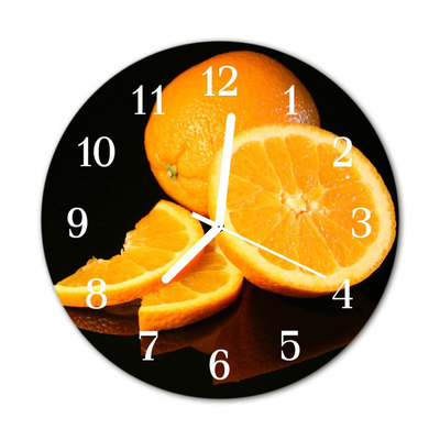 Glass Wall Clock Oranges Fruit Orange