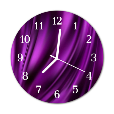 Glass Wall Clock Abstract Art Purple