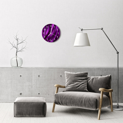 Glass Wall Clock Abstract Art Purple