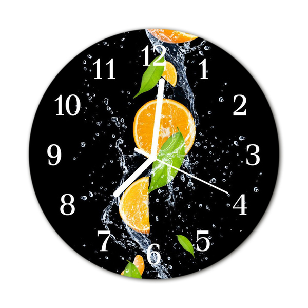 Glass Wall Clock Oranges Fruit Orange