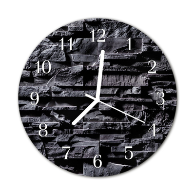 Glass Wall Clock Stones Stones Grey