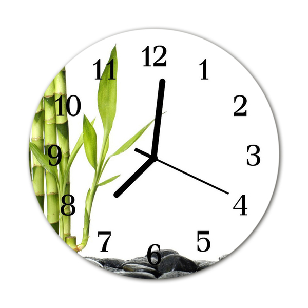 Glass Wall Clock Bamboo bamboo green