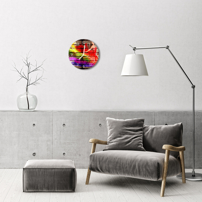 Glass Wall Clock Brick Architecture Multi-Coloured