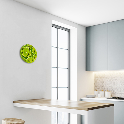 Glass Wall Clock Lime fruit green