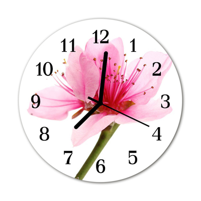 Glass Wall Clock Flower flower pink