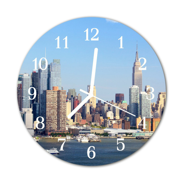 Glass Wall Clock Skyline Beverages Multi-Coloured