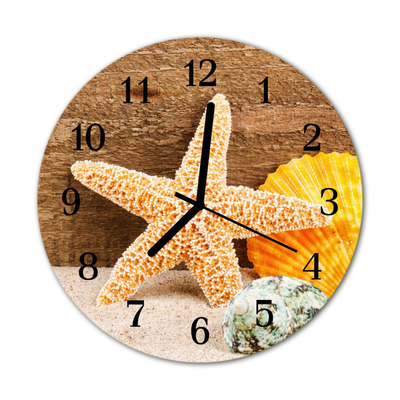 Glass Wall Clock Starfish animals orange