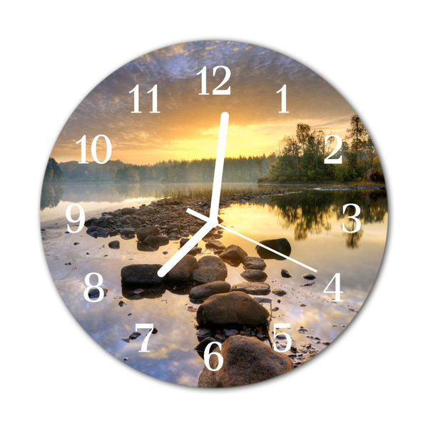 Glass Wall Clock Lake Nature Lake Nature Multi-Coloured