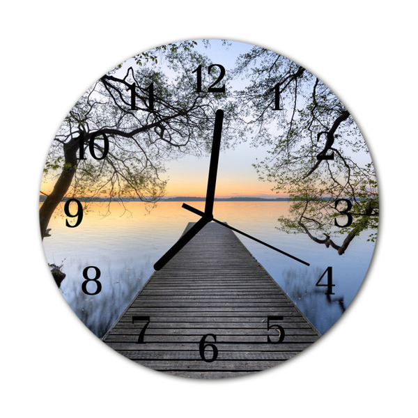 Glass Wall Clock Twilight art blue