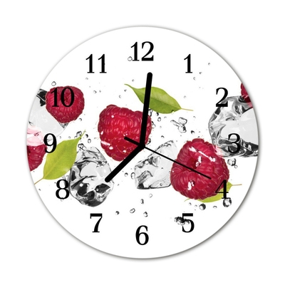 Glass Wall Clock Raspberries fruit red