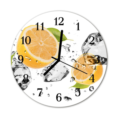 Glass Wall Clock Lemon fruit yellow