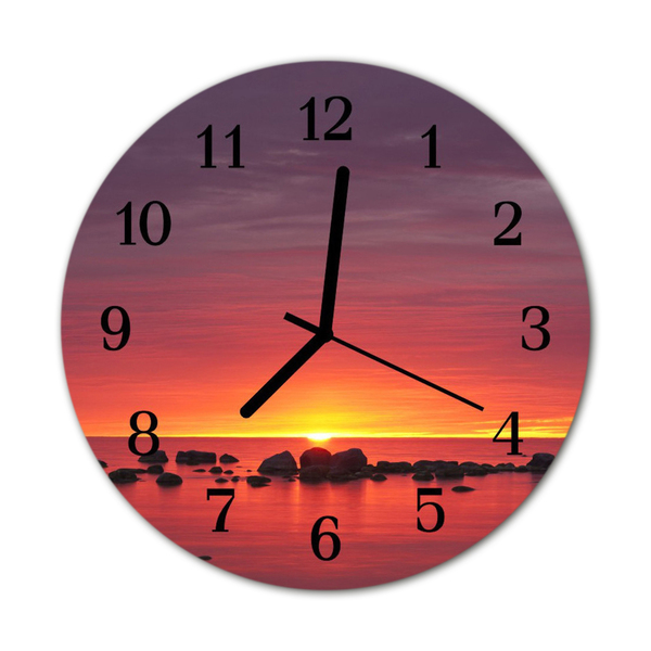 Glass Wall Clock Sunset nature pink