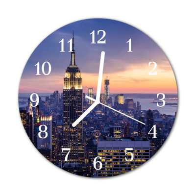 Glass Wall Clock City City Multi-Coloured