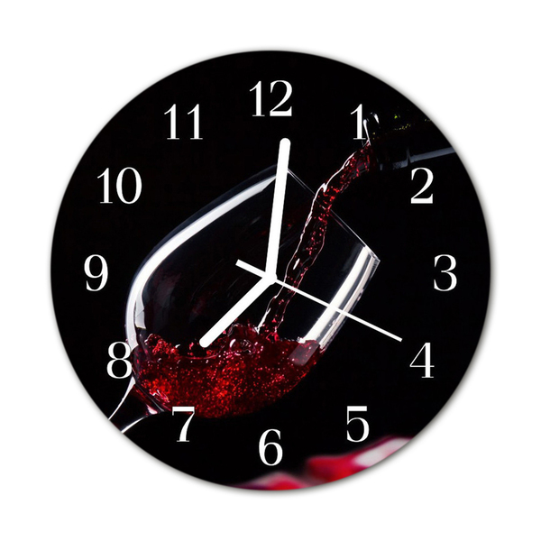 Glass Wall Clock Wine Food and Drinks Black