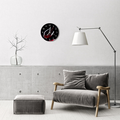 Glass Wall Clock Wine Food and Drinks Black