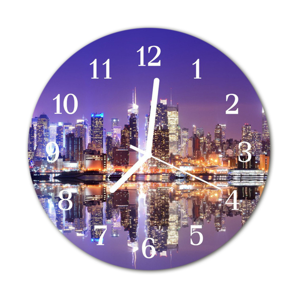 Glass Wall Clock City City Multi-Coloured