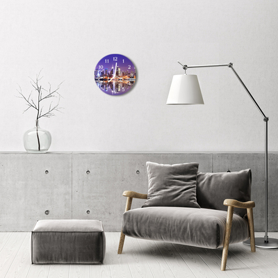 Glass Wall Clock City City Multi-Coloured