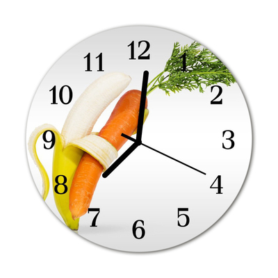 Glass Wall Clock Carrots banana carrots banana orange