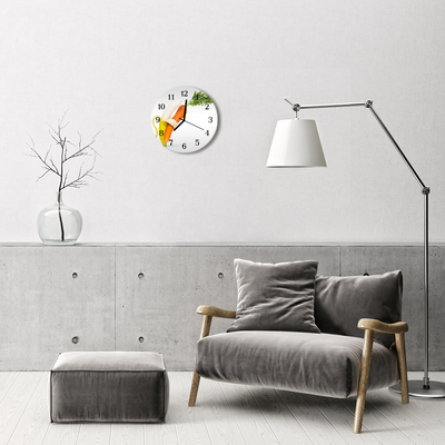 Glass Wall Clock Carrots banana carrots banana orange