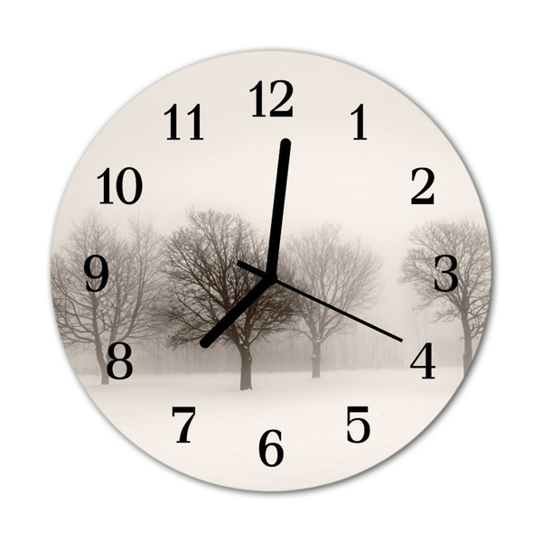 Glass Wall Clock Winter winter white