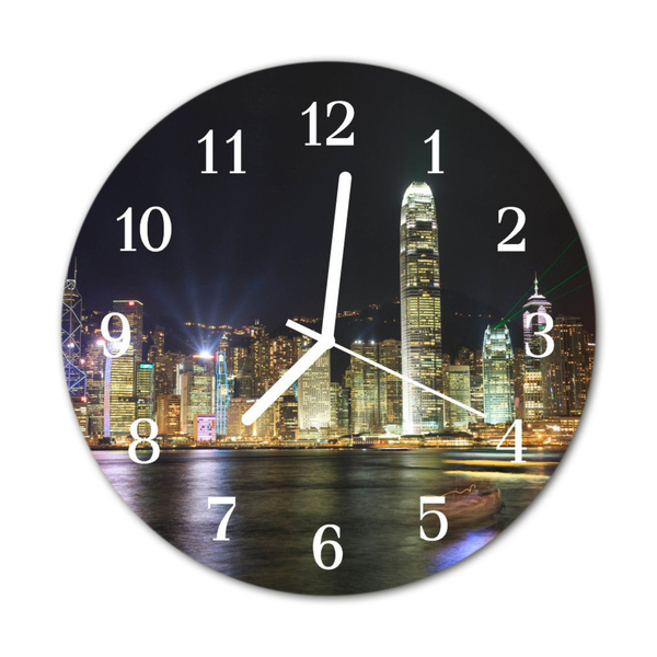 Glass Wall Clock Skyline Beverages Multi-Coloured