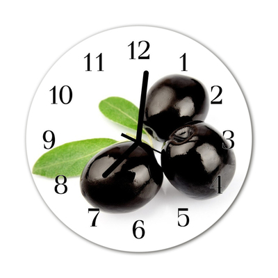 Glass Wall Clock Olives olives black