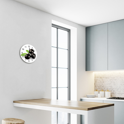 Glass Wall Clock Olives olives black