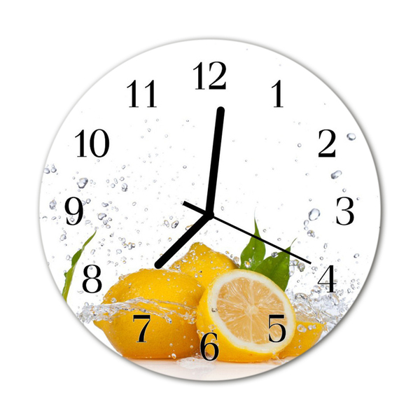 Glass Wall Clock Lemons fruit yellow