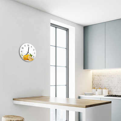 Glass Wall Clock Lemons fruit yellow