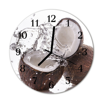 Glass Wall Clock Coconuts food and drinks brown