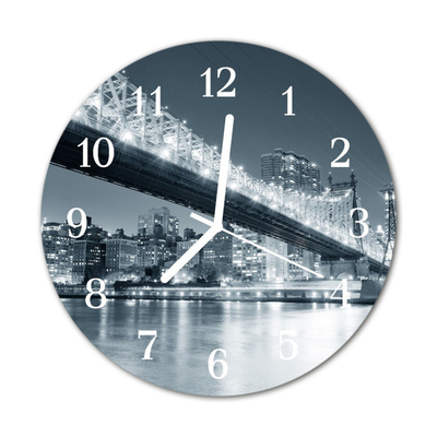 Glass Wall Clock Bridge Architecture Grey