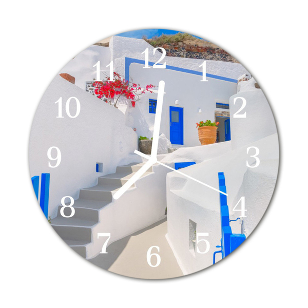 Glass Wall Clock Santorini Santorini White