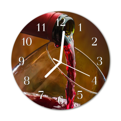 Glass Wall Clock Wine Food and Drinks Red