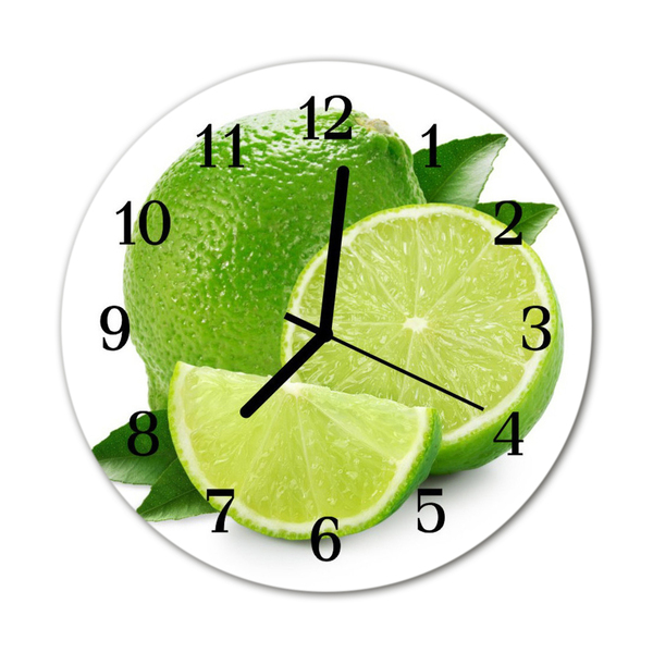 Glass Wall Clock Lime fruit green