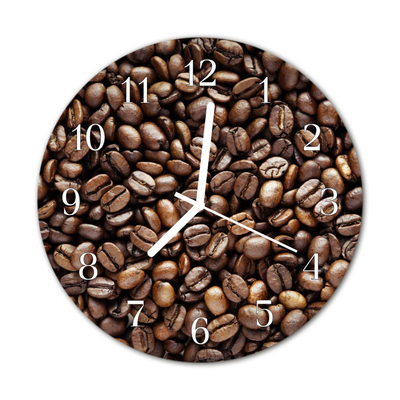 Glass Wall Clock Coffee Beans Food and Drinks Brown