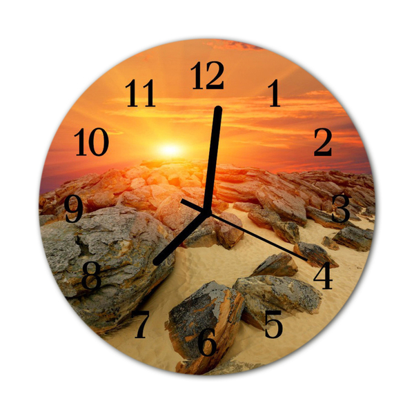 Glass Wall Clock Sunset nature orange