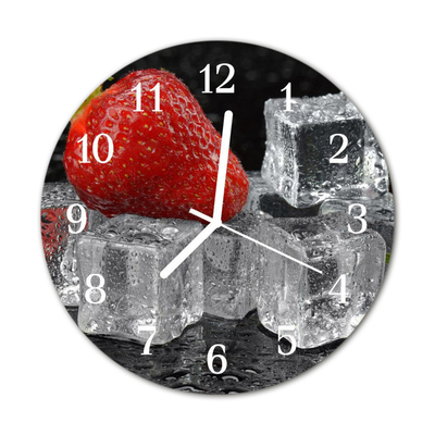 Glass Wall Clock Ice Cream Strawberry Ice Fruit Red