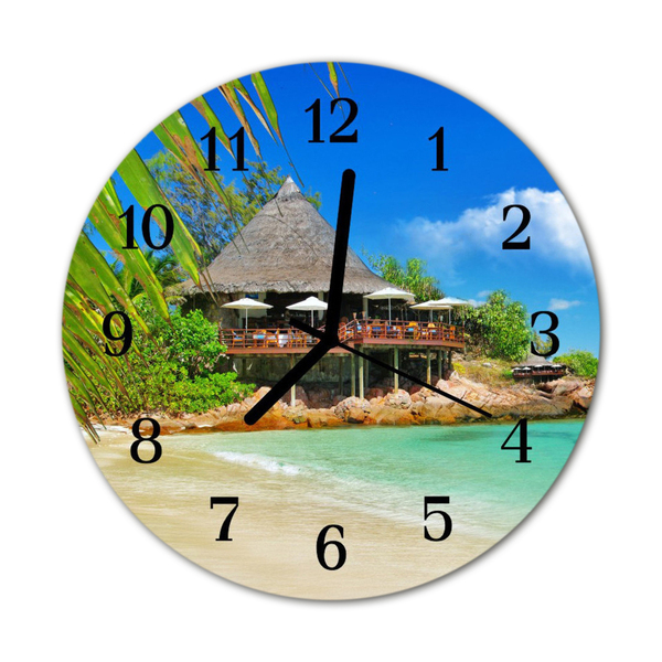 Glass Wall Clock Island landscape multi-coloured