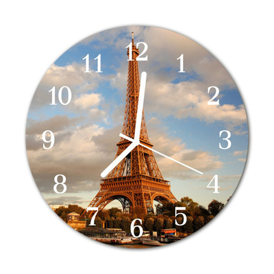 Glass Wall Clock Paris Towns Multi-Coloured