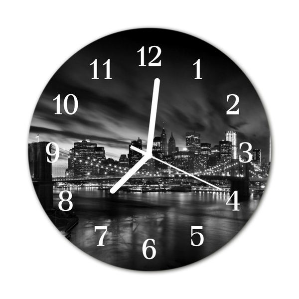 Glass Wall Clock City City Black