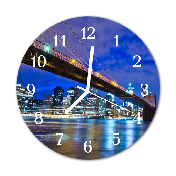 Glass Wall Clock Bridge Architecture Blue