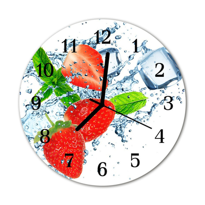 Glass Wall Clock Strawberries fruit red